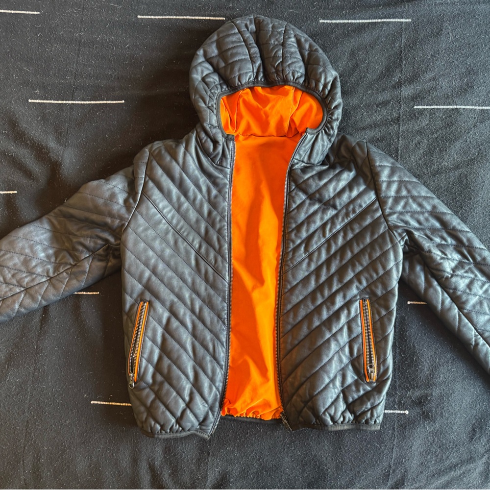 Samantha Sipos herringbone patter leather bomber jacket (size small)